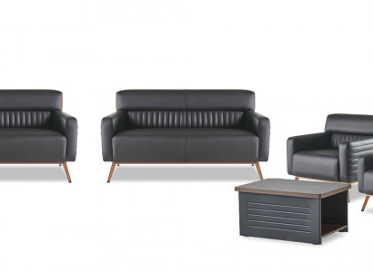 Bankstellen Werkkamer Set 5-delig Modern Design 2-zits Fauteuil Salontafel