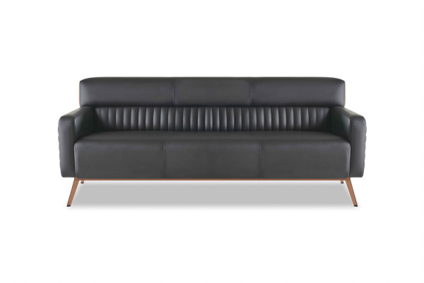 Designer zwarte zitmeubelset 2x fauteuil driezitsbank salontafel 5-delig