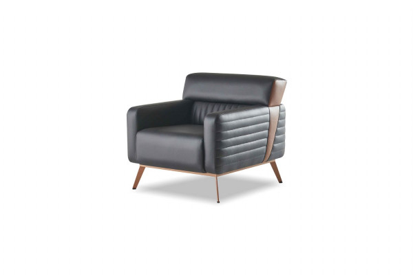 Designer zwarte zitmeubelset 2x fauteuil driezitsbank salontafel 5-delig