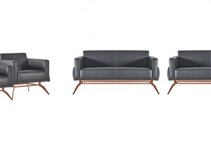 Bankstellen 4-delige werkkamer set 2-zits fauteuil grijs effen woonkamer.