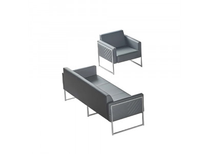 Werkkamer Set 2-delig 3-zits met Fauteuil Grijs Effen Modern Design