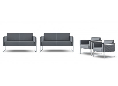 Werkplaats set 4-delig 2x 2-zits met 2x fauteuil grijs effen modern