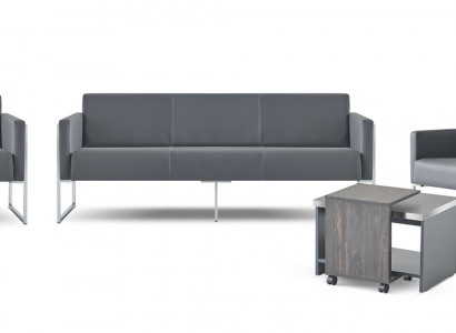 Werkkamerset 5-delig 3-zitsbank 2-zitsbank 2x fauteuil salontafel grijs stijl