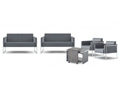 Werkkamer-set 5-delig 2x 2-zitsbank 2x fauteuil salontafel grijs effen