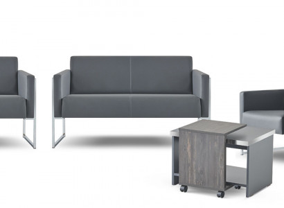Werkkamer-set 5-delig 2x 2-zitsbank 2x fauteuil salontafel grijs effen