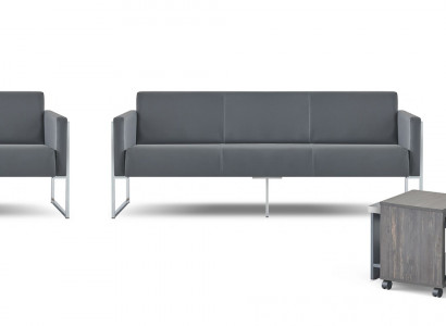 Werkruimte-set 5-delig 2x 3-zitsbank 2x fauteuil salontafel grijs effen