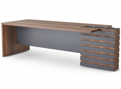 Bureau bruin grijs tweekleurig modern design kantoor rechthoekig