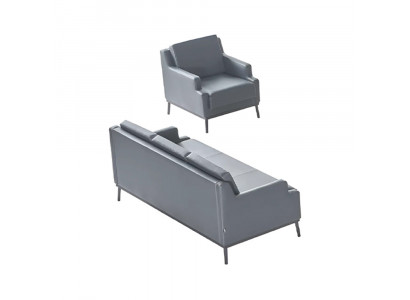 Werkkamer Set Donkergrijs 3-zits Fauteuil Effen Modern Design