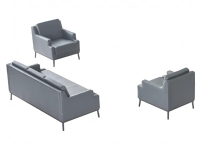 Arbeidskamer-set 3-delig 3-zitter met 2x fauteuil donkergrijs modern design
