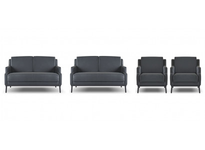 Werkplekset 4-delig 2x 2-zits 2x fauteuil donkergrijs effen modern
