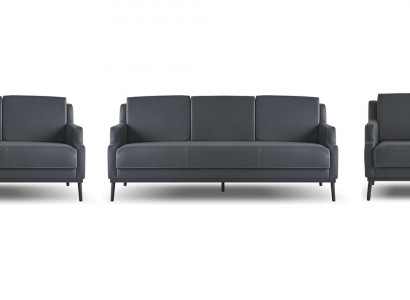 Werkruimte Set 4-delig 2x 3-zits 2x Fauteuil Donkergrijs Effen Modern