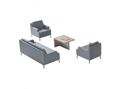 Werkkamer-Set 4-delig 3-zitsbank 2x fauteuil salontafel donkergrijs bruin