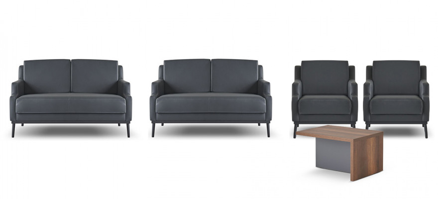 Werkplaatsset 5-delig Donkergrijs Stijl 2x 2-zitsbank 2x Fauteuil Salontafel