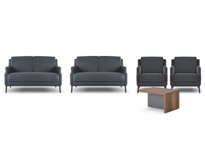 Werkplaatsset 5-delig Donkergrijs Stijl 2x 2-zitsbank 2x Fauteuil Salontafel