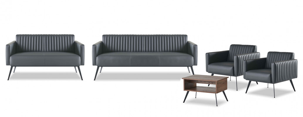 Werkplaats set 5-delig Zwart 3-zits 2-zits 2x Fauteuil Salontafel