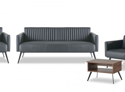 Werkplaats set 5-delig Zwart 3-zits 2-zits 2x Fauteuil Salontafel