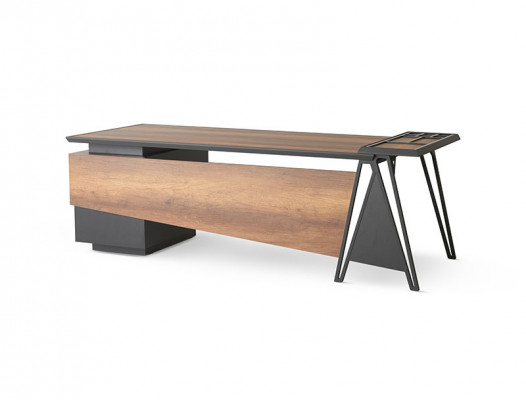Schrijftafel Bureautafel Werkkamer Bruin Grijs Tweekleurig Modern Design