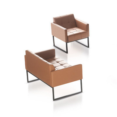 Kantoor Bruin Set 2-delig 2-zits met fauteuil Effen Modern Stijl