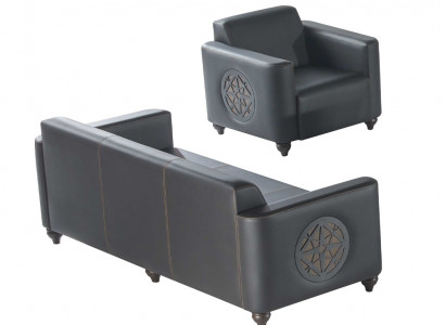 Werkset 2-delig 3-zits fauteuil zwart effen modern design
