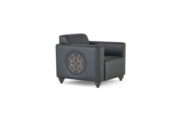 Werkkamer-set 4-delig 2x 2-zits met 2x fauteuil Zwarte kleur Woonkamer