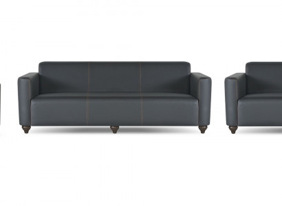 Werkkamer-Set 4-delig 2x 3-zitter 2x Fauteuil Zwart Effen Modern