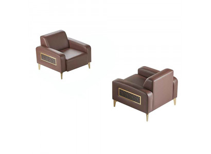 Werk kamer set 2-delig fauteuil bruin effen modern design woonkamer