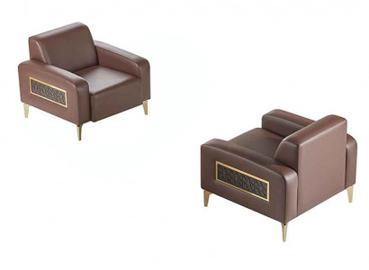 Werk kamer set 2-delig fauteuil bruin effen modern design woonkamer