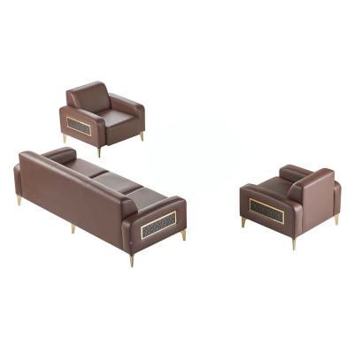 Bureaukamer-set 3-delig 3-zits met 2x fauteuil Bruin Effen Woonkamer