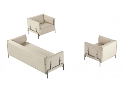 Werkplaatsset 3-delig Beige 3-zitsbank 2x Fauteuil met Kussens Woonkamer
