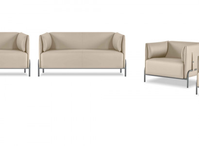 Werkplek-set 4-delig Beige 2x 2-zits 2x Fauteuils Effen Woonkamer
