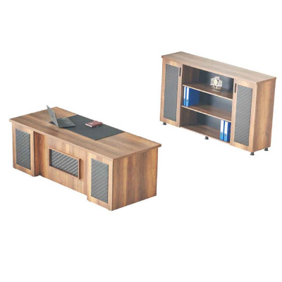 Kantoorruimte-set 2-delig bureautafel archiefkast bruin zwart tweekleurig