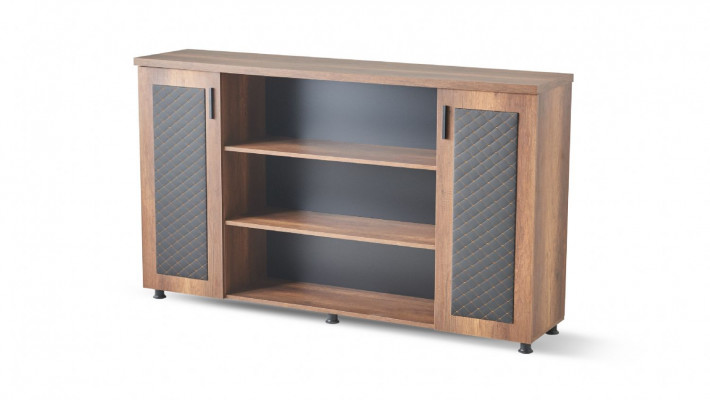 Kantoorruimte-set 2-delig bureautafel archiefkast bruin zwart tweekleurig
