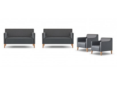 Kantoor-Set 4-delig 2x S-Zitter 2x Stoel Zwart Effen Modern