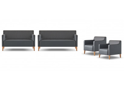 Werkruimte-set 4-delig 3-zitsbank 2-zitsbank 2x fauteuil zwart woonkamer