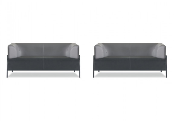 Lederen sofa zwart modern zitmeubel 4-delig garnituur roestvrij staal kantoor armleuningen