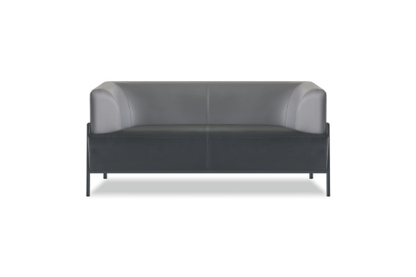 Lederen sofa zwart modern zitmeubel 4-delig garnituur roestvrij staal kantoor armleuningen