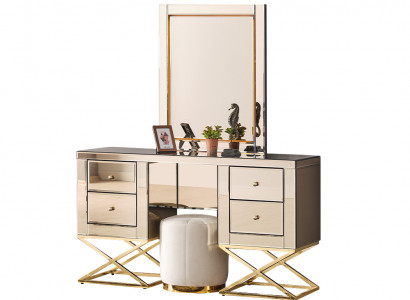 Gouden roestvrijstalen kaptafel Moderne kaptafel Kaptafelcommode