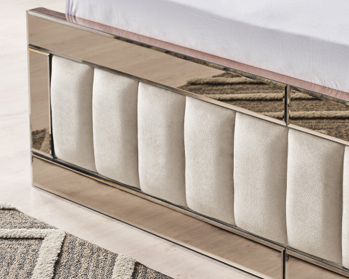 Beige slaapkamerbed designer tweepersoonsbed luxueus bedframe bed.