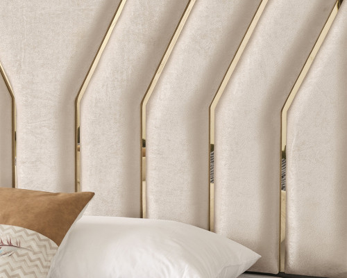 Beige slaapkamerbed designer tweepersoonsbed luxueus bedframe bed.