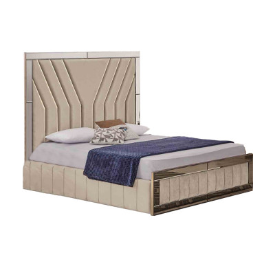 Beige slaapkamerbed designer tweepersoonsbed luxueus bedframe bed.
