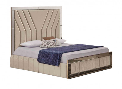 Beige slaapkamerbed designer tweepersoonsbed luxueus bedframe bed.