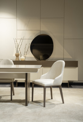 Witte eetkamerstoel designer leunstoelen houten poten designer gestoffeerde stoel