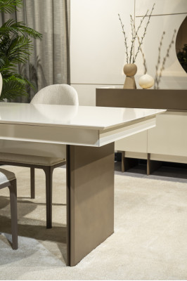 Wit-Bruine Eettafel Luxe Eetkamermeubels Uitschuifbare Houten Tafel