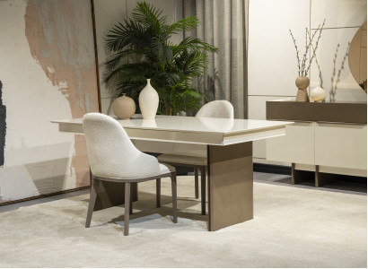 Designer keukenmeubels luxe eettafel designer textiele stoelen met leuning 5-delig.