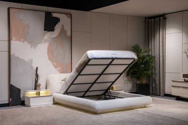 Modern wit gestoffeerd bed textielbed tweepersoonsbed luxe slaapkamermeubels
