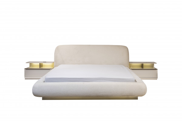 Stijlvolle witte slaapkamerset tweepersoonsbed kaptafel nachtkastjes