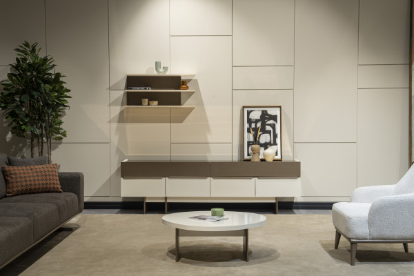 Moderne woonkamer set dressoir designer wandrek salontafel 3-delig