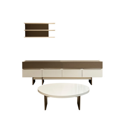 Moderne woonkamer set dressoir designer wandrek salontafel 3-delig