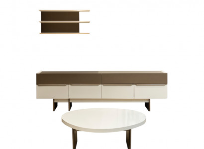 Moderne woonkamer set dressoir designer wandrek salontafel 3-delig