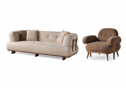 Exclusieve beige woonkamer zitmeubelset woonkamerbanken enkele fauteuil